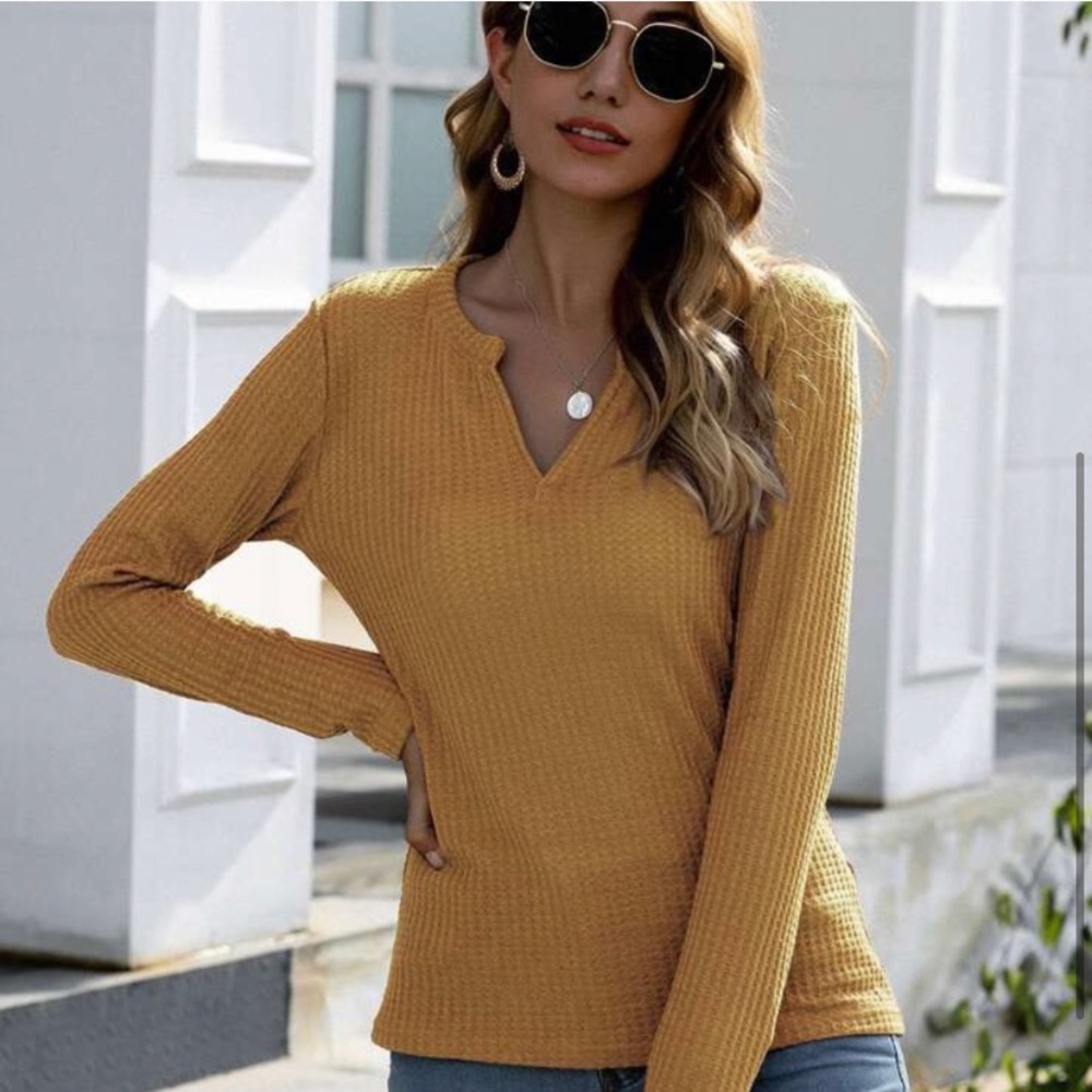 Waffle Knit Mustard Fall Basic - image 4